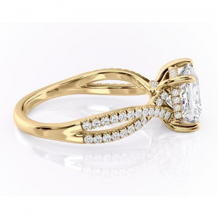 Inel de logodnă Meadow din aur Galben 14kt cu moissanite tăietură princess – Montură pavé rafinată pentru profil mediu | Personalizează și configurează gratuit online [1]