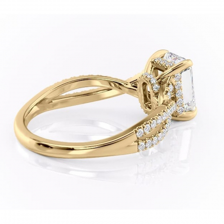 Inel de logodnă Meadow din aur Galben 18kt cu moissanite tăietură radiantă – Montură pavé rafinată pentru profil mediu | Personalizează și configurează gratuit online [2]
