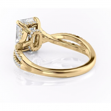 Inel de logodnă Meadow din aur Galben 18kt cu moissanite tăietură radiantă – Montură pavé rafinată pentru profil mediu | Personalizează și configurează gratuit online [3]