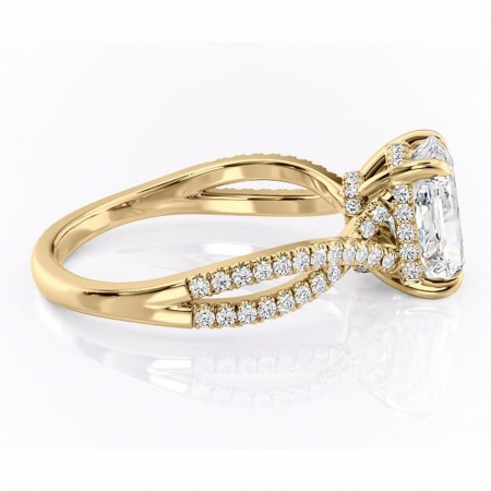 Inel de logodnă Meadow din aur Galben 18kt cu moissanite tăietură radiantă – Montură pavé rafinată pentru profil mediu | Personalizează și configurează gratuit online [1]