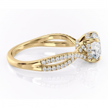 Inel de logodnă Meadow din aur Galben 14kt cu moissanite tăietură rotundă – Montură pavé rafinată pentru profil mediu | Personalizează și configurează gratuit online [1]