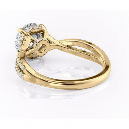 Inel de logodnă Meadow din aur Galben 14kt cu moissanite tăietură rotundă – Montură pavé rafinată pentru profil mediu | Personalizează și configurează gratuit online [3]