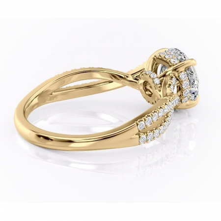 Inel de logodnă Meadow din aur Galben 14kt cu moissanite tăietură rotundă – Montură pavé rafinată pentru profil mediu | Personalizează și configurează gratuit online [2]