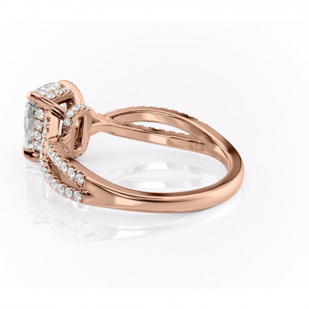 Inel de logodnă Meadow din aur Rose 14kt cu moissanite tăietură asscher – Montură pavé rafinată pentru profil mediu | Personalizează și configurează gratuit online [4]