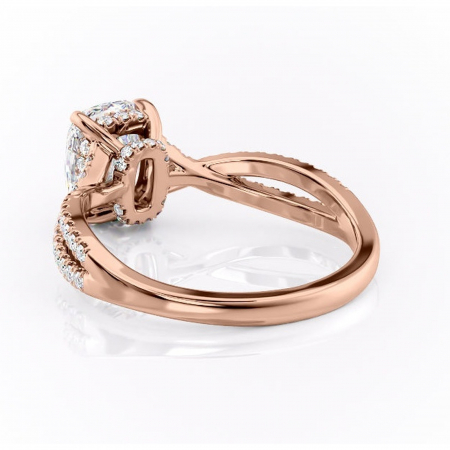 Inel de logodnă Meadow din aur Rose 14kt cu moissanite tăietură asscher – Montură pavé rafinată pentru profil mediu | Personalizează și configurează gratuit online [3]