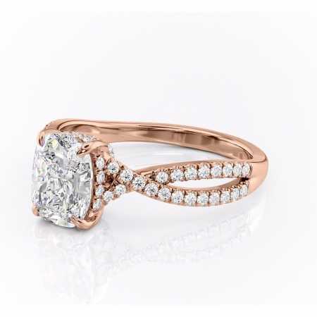 Inel de logodnă Meadow din aur Rose 14kt cu moissanite tăietură asscher – Montură pavé rafinată pentru profil mediu | Personalizează și configurează gratuit online [6]