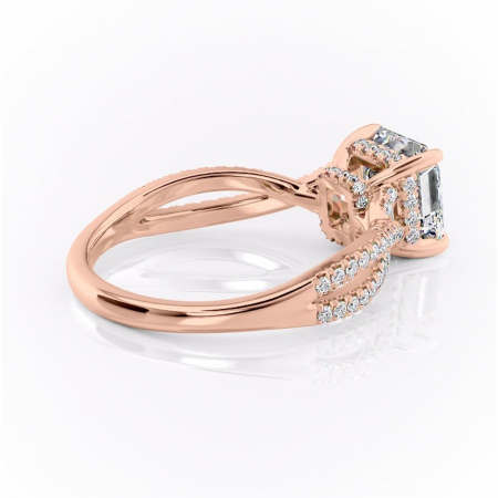 Inel de logodnă Meadow din aur Rose 14kt cu moissanite tăietură asscher – Montură pavé rafinată pentru profil mediu | Personalizează și configurează gratuit online [2]