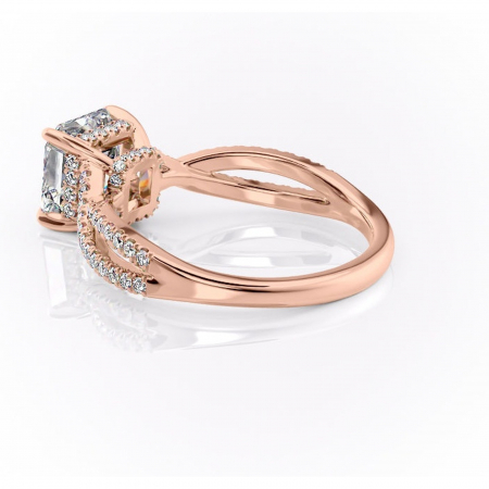 Inel de logodnă Meadow din aur Rose 14kt cu moissanite tăietură asscher – Montură pavé rafinată pentru profil mediu | Personalizează și configurează gratuit online [4]