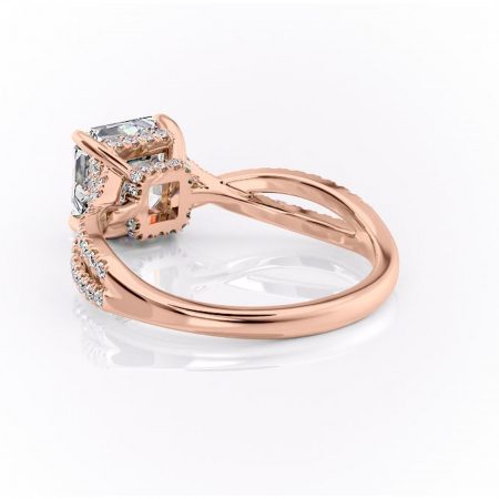 Inel de logodnă Meadow din aur Rose 14kt cu moissanite tăietură asscher – Montură pavé rafinată pentru profil mediu | Personalizează și configurează gratuit online [3]
