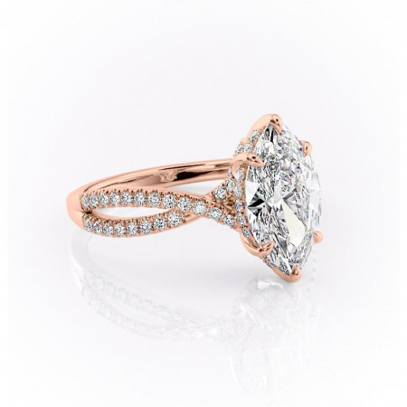 Marquise - Inel de logodnă Meadow din aur Rose 18kt cu moissanite tăietură marquise – Montură pavé rafinată pentru profil mediu | Personalizează și configurează gratuit online