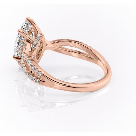 Inel de logodnă Meadow din aur Rose 14kt cu moissanite tăietură marquise – Montură pavé rafinată pentru profil mediu | Personalizează și configurează gratuit online [4]