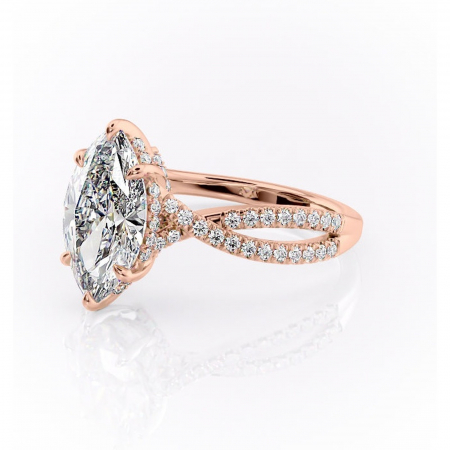 Inel de logodnă Meadow din aur Rose 14kt cu moissanite tăietură marquise – Montură pavé rafinată pentru profil mediu | Personalizează și configurează gratuit online [6]