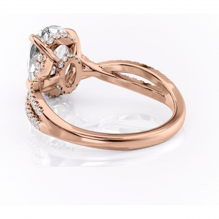 Inel de logodnă Meadow din aur Rose 18kt cu moissanite tăietură ovală – Montură pavé rafinată pentru profil mediu | Personalizează și configurează gratuit online [3]