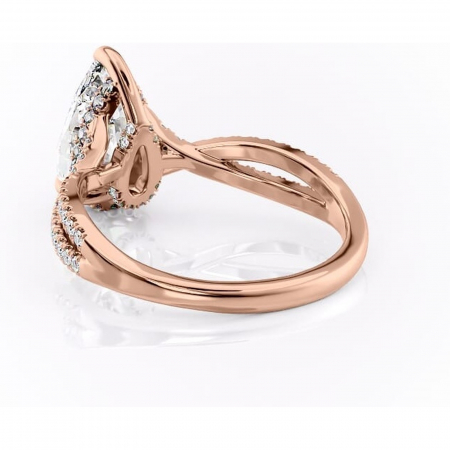 Inel de logodnă Meadow din aur Rose 18kt cu moissanite tăietură pară – Montură pavé rafinată pentru profil mediu | Personalizează și configurează gratuit online [3]