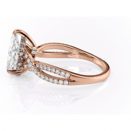 Inel de logodnă Meadow din aur Rose 18kt cu moissanite tăietură pară – Montură pavé rafinată pentru profil mediu | Personalizează și configurează gratuit online [5]