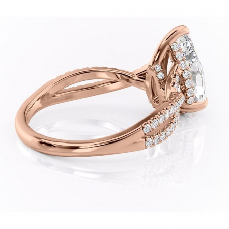 Inel de logodnă Meadow din aur Rose 18kt cu moissanite tăietură pară – Montură pavé rafinată pentru profil mediu | Personalizează și configurează gratuit online [2]