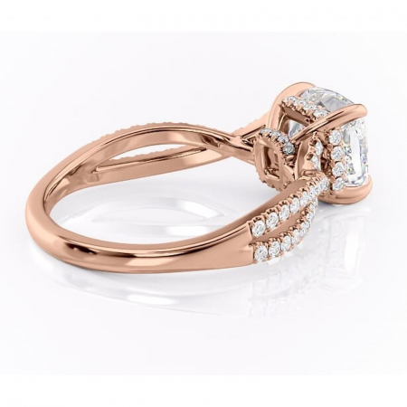 Inel de logodnă Meadow din aur Rose 18kt cu moissanite tăietură pernă – Montură pavé rafinată pentru profil mediu | Personalizează și configurează gratuit online [2]