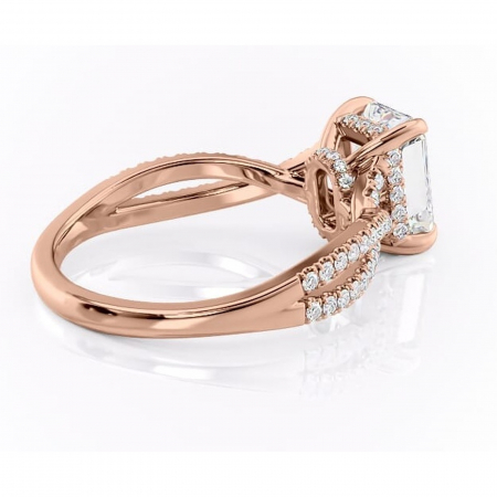 Inel de logodnă Meadow din aur Rose 14kt cu moissanite tăietură radiantă – Montură pavé rafinată pentru profil mediu | Personalizează și configurează gratuit online [2]
