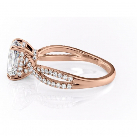 Inel de logodnă Meadow din aur Rose 14kt cu moissanite tăietură radiantă – Montură pavé rafinată pentru profil mediu | Personalizează și configurează gratuit online [5]