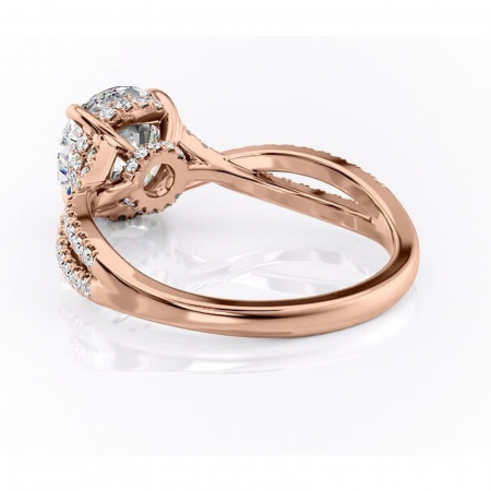 Inel de logodnă Meadow din aur Rose 14kt cu moissanite tăietură rotundă – Montură pavé rafinată pentru profil mediu | Personalizează și configurează gratuit online [3]