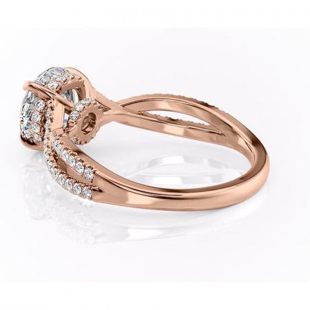 Inel de logodnă Meadow din aur Rose 14kt cu moissanite tăietură rotundă – Montură pavé rafinată pentru profil mediu | Personalizează și configurează gratuit online [4]