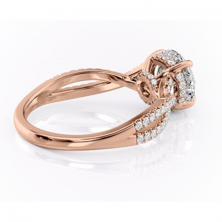 Inel de logodnă Meadow din aur Rose 14kt cu moissanite tăietură rotundă – Montură pavé rafinată pentru profil mediu | Personalizează și configurează gratuit online [2]
