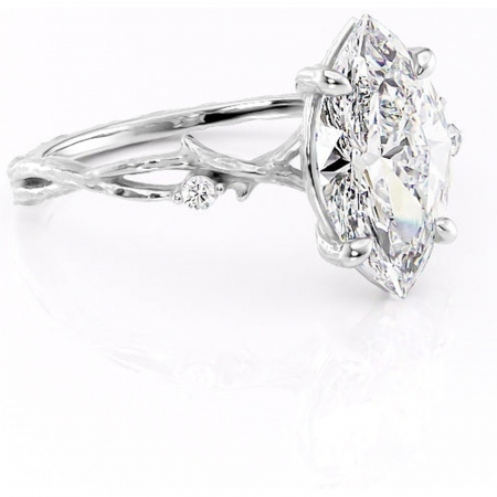 Marquise - Inel de logodnă Meliora din aur Alb 14kt cu moissanite tăietură marquise – Solitar rafinată pentru profil mediu | Personalizează și configurează gratuit online