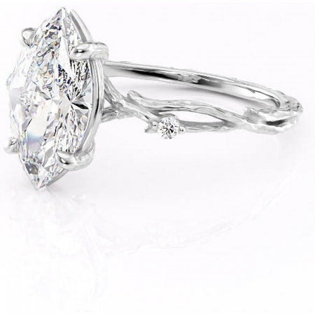 Inel de logodnă Meliora din aur Alb 14kt cu moissanite tăietură marquise – Solitar rafinată pentru profil mediu | Personalizează și configurează gratuit online [6]