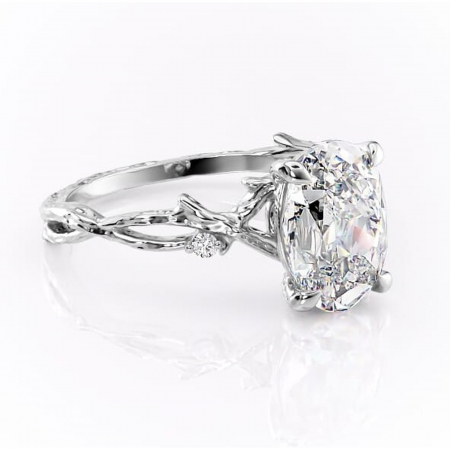 Ovală - Inel de logodnă Meliora din aur Alb 14kt cu moissanite tăietură ovală – Solitar rafinată pentru profil mediu | Personalizează și configurează gratuit online