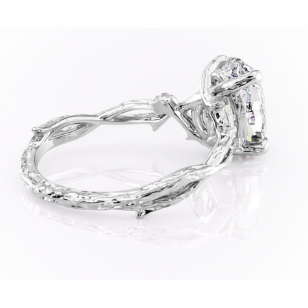 Inel de logodnă Meliora din aur Alb 14kt cu moissanite tăietură ovală – Solitar rafinată pentru profil mediu | Personalizează și configurează gratuit online [2]