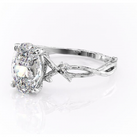 Inel de logodnă Meliora din aur Alb 14kt cu moissanite tăietură ovală – Solitar rafinată pentru profil mediu | Personalizează și configurează gratuit online [6]