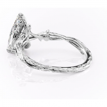 Inel de logodnă Meliora din aur Alb 14kt cu moissanite tăietură pară – Solitar rafinată pentru profil mediu | Personalizează și configurează gratuit online [4]