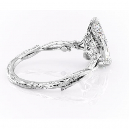 Inel de logodnă Meliora din aur Alb 14kt cu moissanite tăietură pară – Solitar rafinată pentru profil mediu | Personalizează și configurează gratuit online [2]