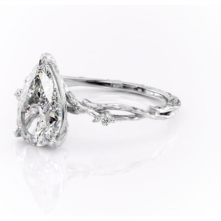 Inel de logodnă Meliora din aur Alb 14kt cu moissanite tăietură pară – Solitar rafinată pentru profil mediu | Personalizează și configurează gratuit online [6]