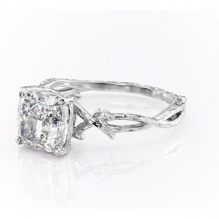 Inel de logodnă Meliora din aur Alb 14kt cu moissanite tăietură pernă – Solitar rafinată pentru profil mediu | Personalizează și configurează gratuit online [6]