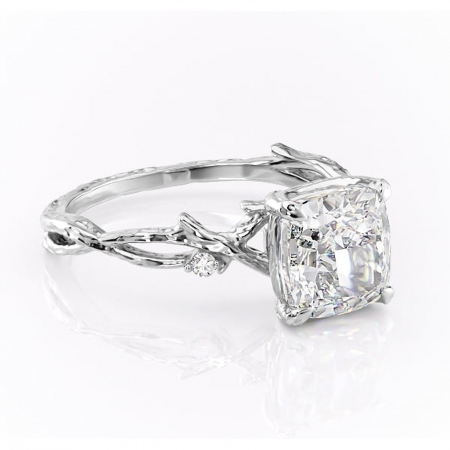 Pernă - Inel de logodnă Meliora din aur Alb 14kt cu moissanite tăietură pernă – Solitar rafinată pentru profil mediu | Personalizează și configurează gratuit online