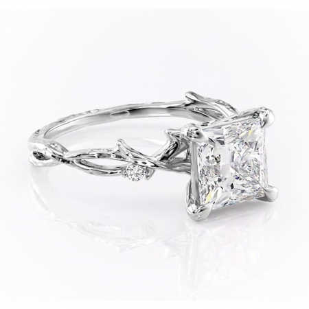 Princess - Inel de logodnă Meliora din aur Alb 14kt cu moissanite tăietură princess – Solitar rafinată pentru profil mediu | Personalizează și configurează gratuit online