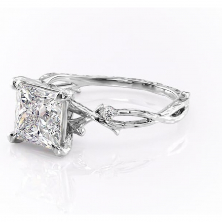 Inel de logodnă Meliora din aur Alb 14kt cu moissanite tăietură princess – Solitar rafinată pentru profil mediu | Personalizează și configurează gratuit online [6]