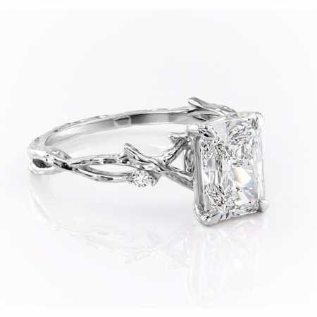 Radiantă - Inel de logodnă Meliora din aur Alb 14kt cu moissanite tăietură radiantă – Solitar rafinată pentru profil mediu | Personalizează și configurează gratuit online