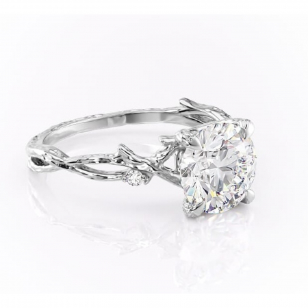 14K - Inel de logodnă Meliora din aur Alb 14kt cu moissanite tăietură rotundă – Solitar rafinată pentru profil mediu | Personalizează și configurează gratuit online