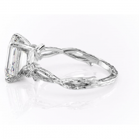 Inel de logodnă Meliora din aur Alb 14kt cu moissanite tăietură smarald – Solitar rafinată pentru profil mediu | Personalizează și configurează gratuit online [5]