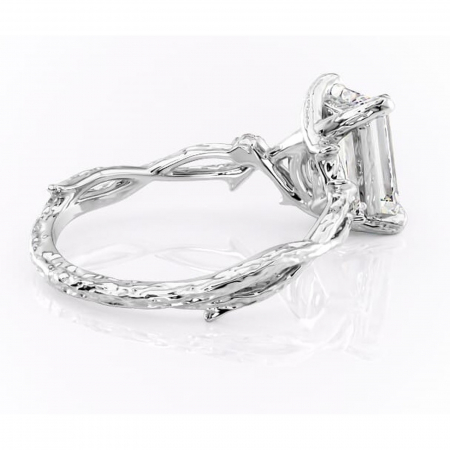 Inel de logodnă Meliora din aur Alb 14kt cu moissanite tăietură smarald – Solitar rafinată pentru profil mediu | Personalizează și configurează gratuit online [2]