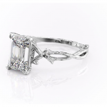 Inel de logodnă Meliora din aur Alb 14kt cu moissanite tăietură smarald – Solitar rafinată pentru profil mediu | Personalizează și configurează gratuit online [6]