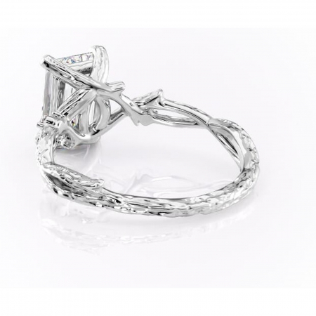 Inel de logodnă Meliora din aur Alb 14kt cu moissanite tăietură smarald – Solitar rafinată pentru profil mediu | Personalizează și configurează gratuit online [3]