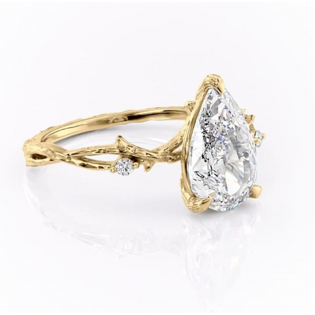 18K - Inel de logodnă Meliora din aur Galben 18kt cu moissanite tăietură pară – Solitar rafinată pentru profil mediu | Personalizează și configurează gratuit online