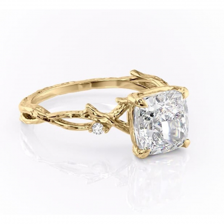 18K - Inel de logodnă Meliora din aur Galben 18kt cu moissanite tăietură pernă – Solitar rafinată pentru profil mediu | Personalizează și configurează gratuit online