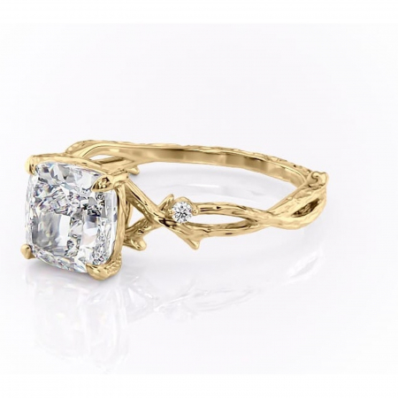 Inel de logodnă Meliora din aur Galben 14kt cu moissanite tăietură pernă – Solitar rafinată pentru profil mediu | Personalizează și configurează gratuit online [6]