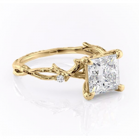 Aur galben - Inel de logodnă Meliora din aur Galben 14kt cu moissanite tăietură princess – Solitar rafinată pentru profil mediu | Personalizează și configurează gratuit online