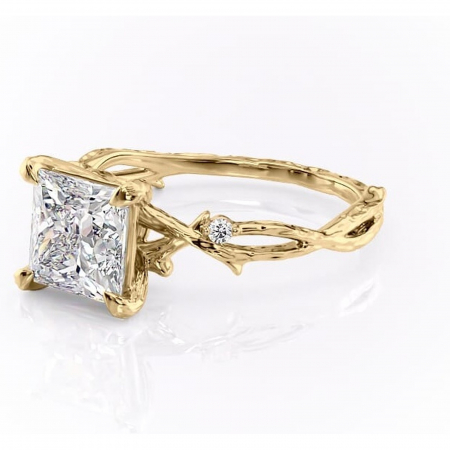 Inel de logodnă Meliora din aur Galben 14kt cu moissanite tăietură princess – Solitar rafinată pentru profil mediu | Personalizează și configurează gratuit online [6]