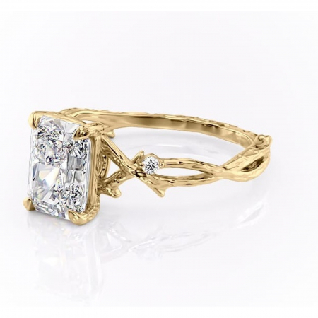 Inel de logodnă Meliora din aur Galben 14kt cu moissanite tăietură radiantă – Solitar rafinată pentru profil mediu | Personalizează și configurează gratuit online [6]